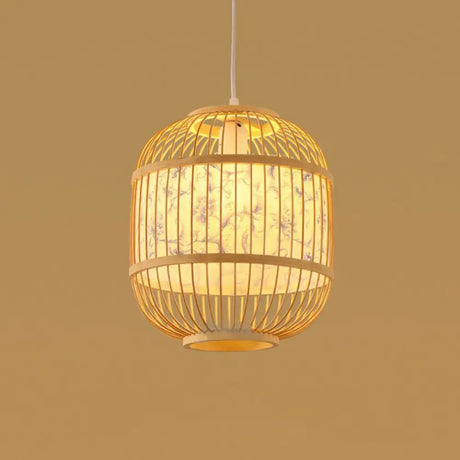 Handmade Bamboo Pendant Light - Modern Single Style For Restaurant Ceiling Wood / P
