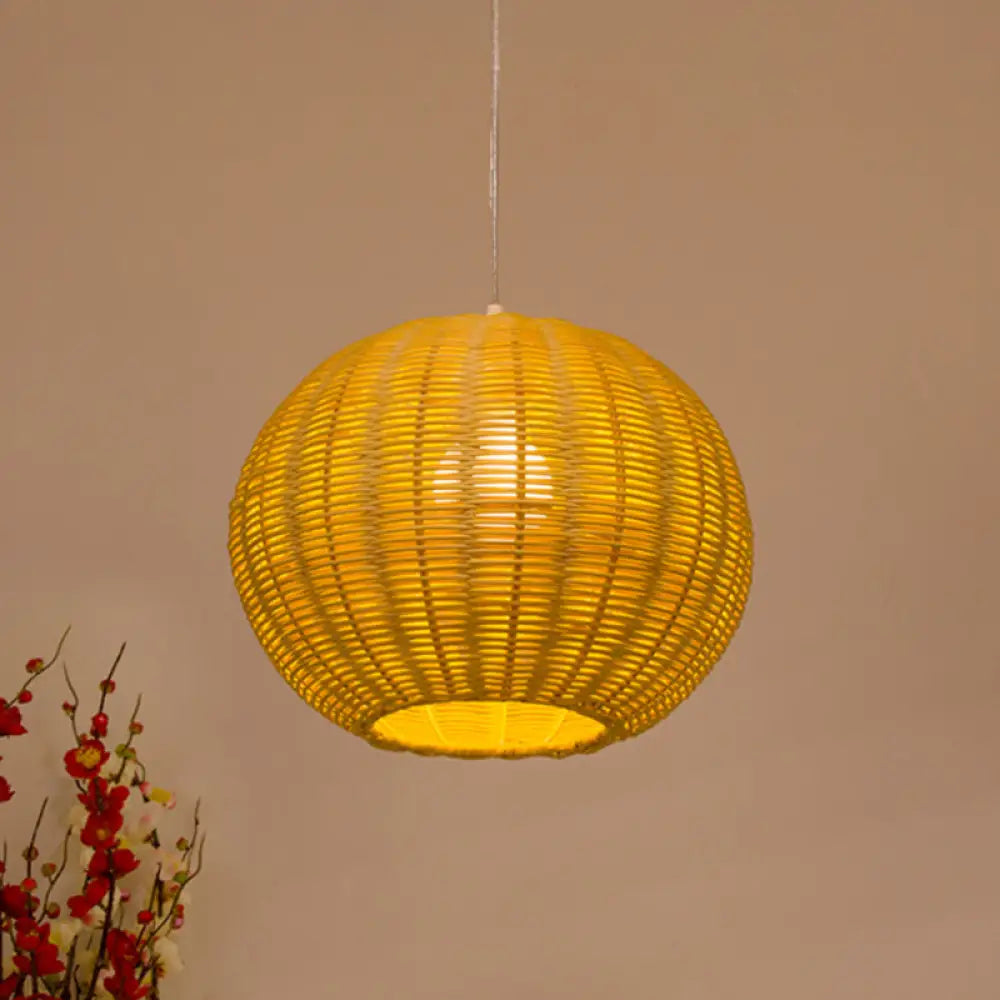 Handmade Rattan Pendant Lamp - Asian Style 1-Light Beige Ideal For Restaurants