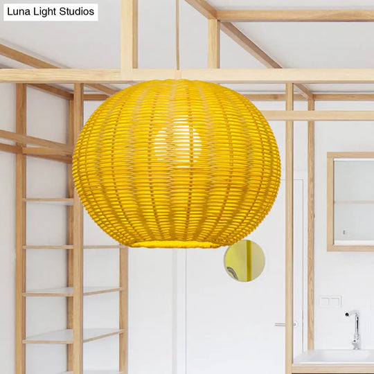 Handmade Rattan Pendant Lamp - Asian Style 1-Light Beige Ideal For Restaurants