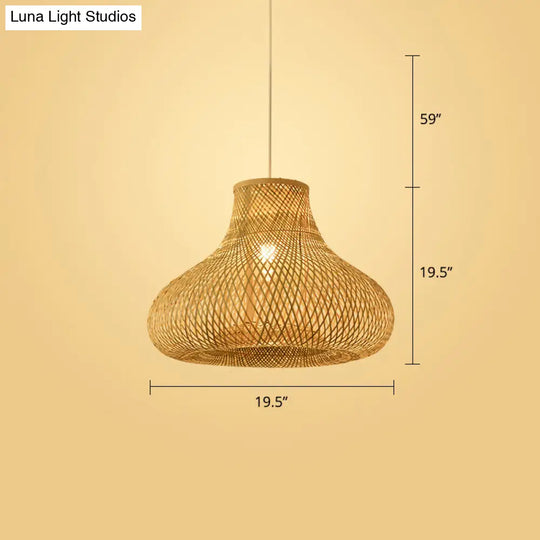 Handwoven Rattan Ceiling Pendant Light - Modern Style For Restaurants (Single) Wood / B