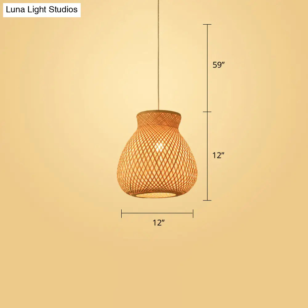 Handwoven Rattan Ceiling Pendant Light - Modern Style For Restaurants (Single) Wood / F