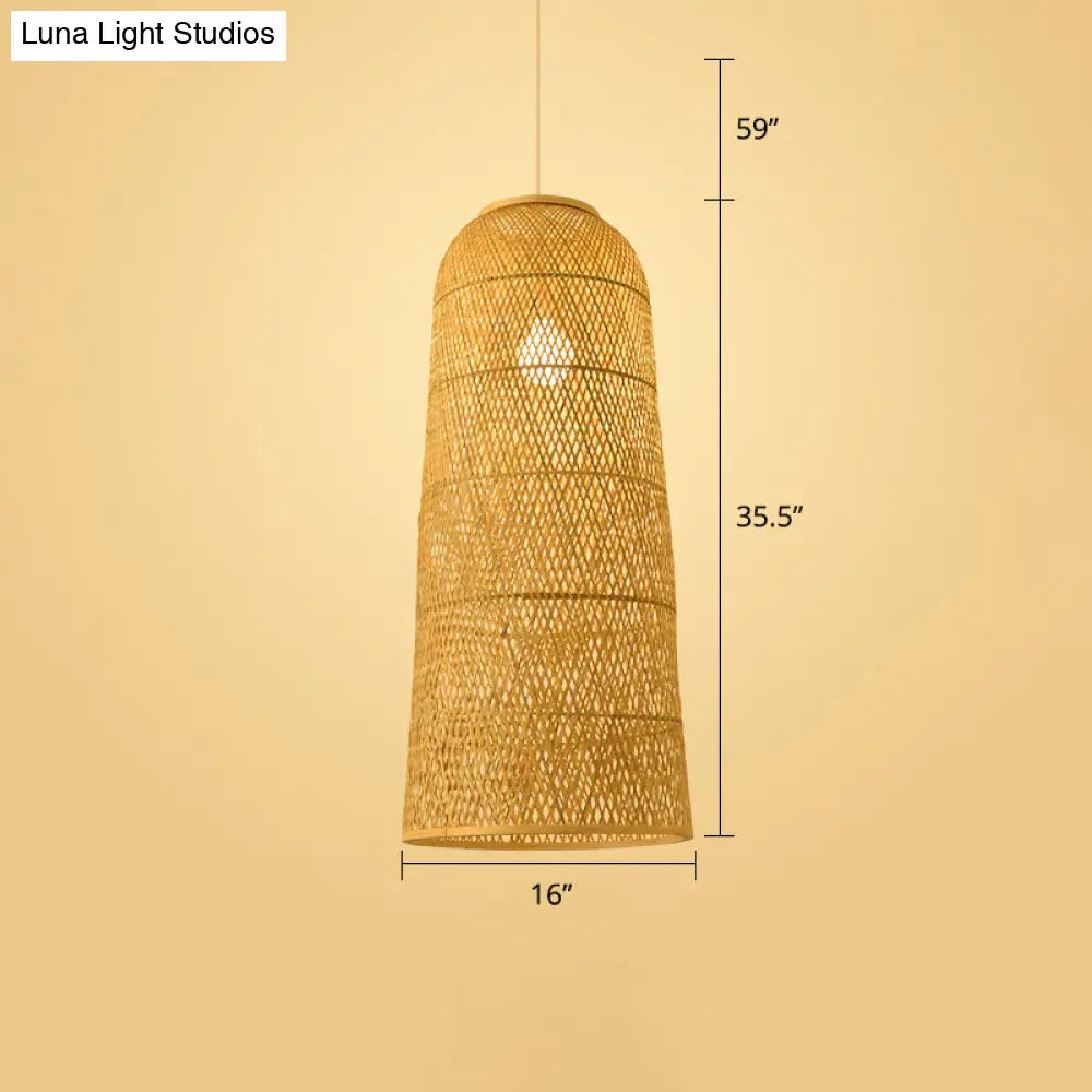 Handwoven Rattan Ceiling Pendant Light - Modern Style For Restaurants (Single) Wood / G