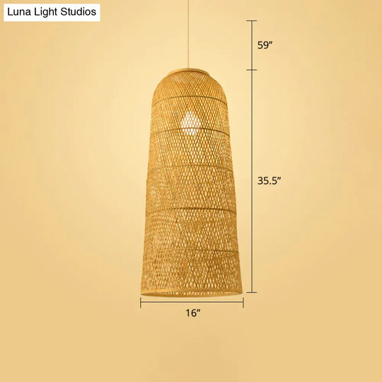 Handwoven Rattan Ceiling Pendant Light - Modern Style For Restaurants (Single) Wood / G