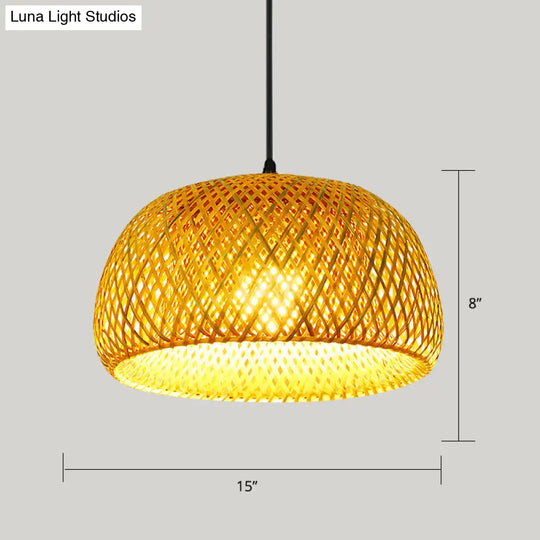 Handwoven Rattan Suspension Light: Simplicity Wood Pendant Fixture