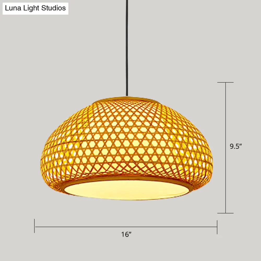 Handwoven Rattan Suspension Light: Simplicity Wood Pendant Fixture