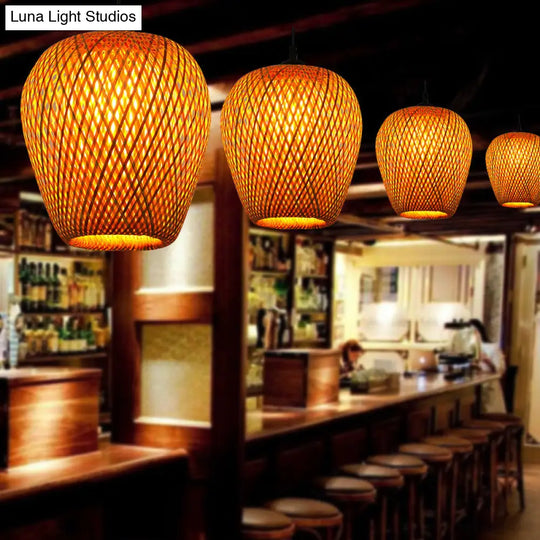 Handwoven Rattan Suspension Light: Simplicity Wood Pendant Fixture