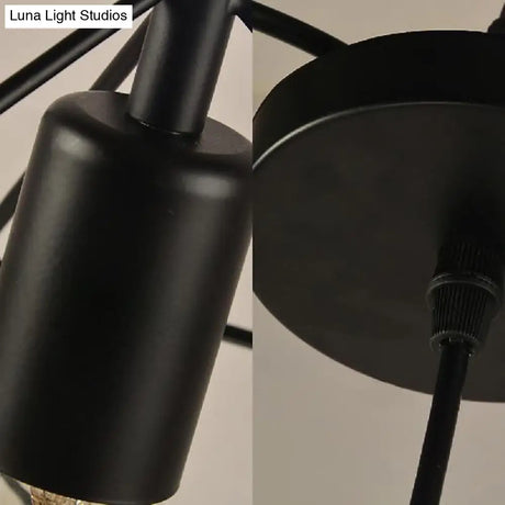 Hanging Industrial Black Metal Pendant Light - 1 Structural Cubic Design For Dining Room