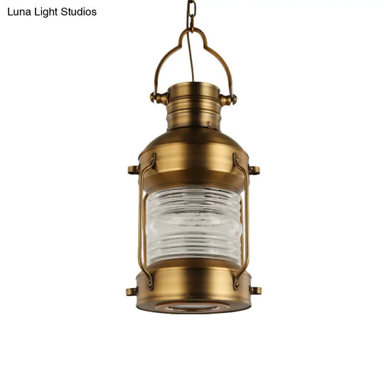 Brass Pendant Light With Clear Glass Shade - Hanging Ceiling Lamp For Dining Room