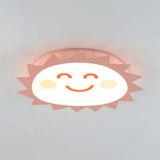 Happy Cartoon Sun Flush Mount Light: Fun & Gentle Led Ceiling Light For Kindergarten Pink / White