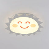Happy Cartoon Sun Flush Mount Light: Fun & Gentle Led Ceiling Light For Kindergarten White /