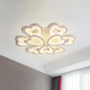 Heart Acrylic Shade Flush Mount Light For Bedroom - White Ceiling Lamp In Warm/White/Natural