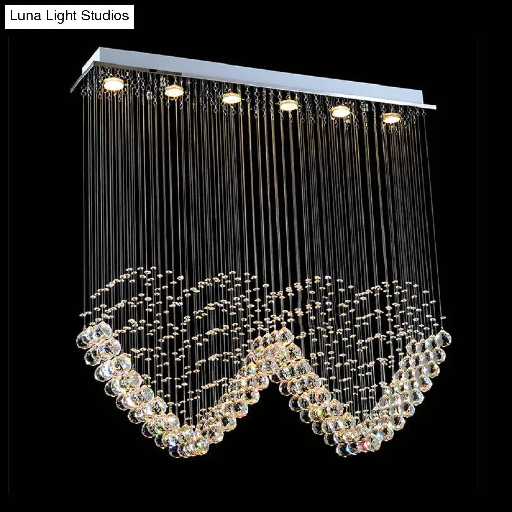 Heart - Shaped Crystal Orb Led Flush Mount Lamp In Chrome - Modern Restaurant Lighting
