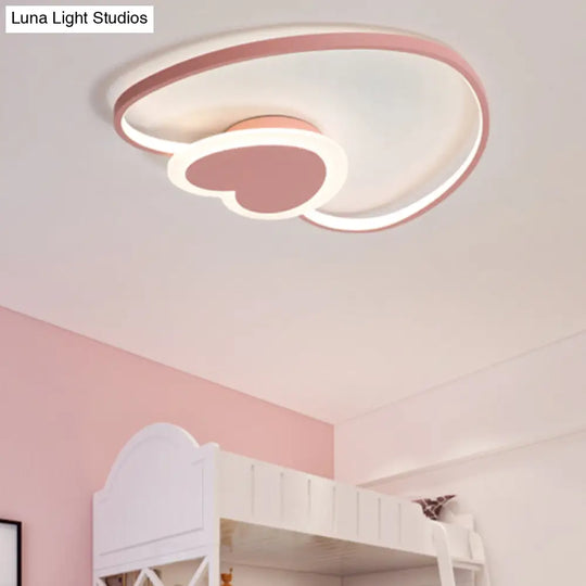Heart-Shaped Nordic-Style Metal Flush Mount Ceiling Light For Baby Room And Kitchen Pink / Warm
