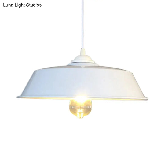 Height Adjustable Farmhouse Barn Pendant Lamp Black/White Metal Hanging Ceiling Light For Bars White