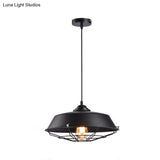 Height Adjustable Farmhouse Barn Pendant Lamp Black/White Metal Hanging Ceiling Light For Bars