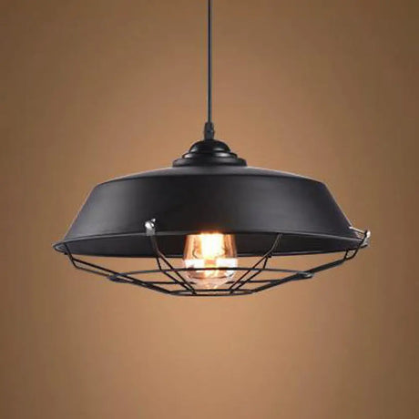Height Adjustable Farmhouse Barn Pendant Lamp Black/White Metal Hanging Ceiling Light For Bars
