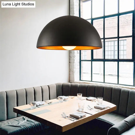 Hemisphere Industrial Metal Pendant - 1 Light Down Lighting For Dining Room Suspension