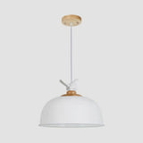 Hemispherical Nordic Pendant Light For Balcony: Aluminum Suspension With Bird Accent White