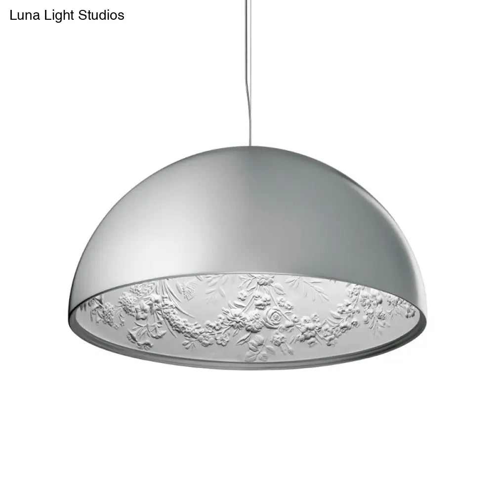 Hemispherical Resin Pendant Light 16’/23’ – Single Living Room Lamp In Black/White With