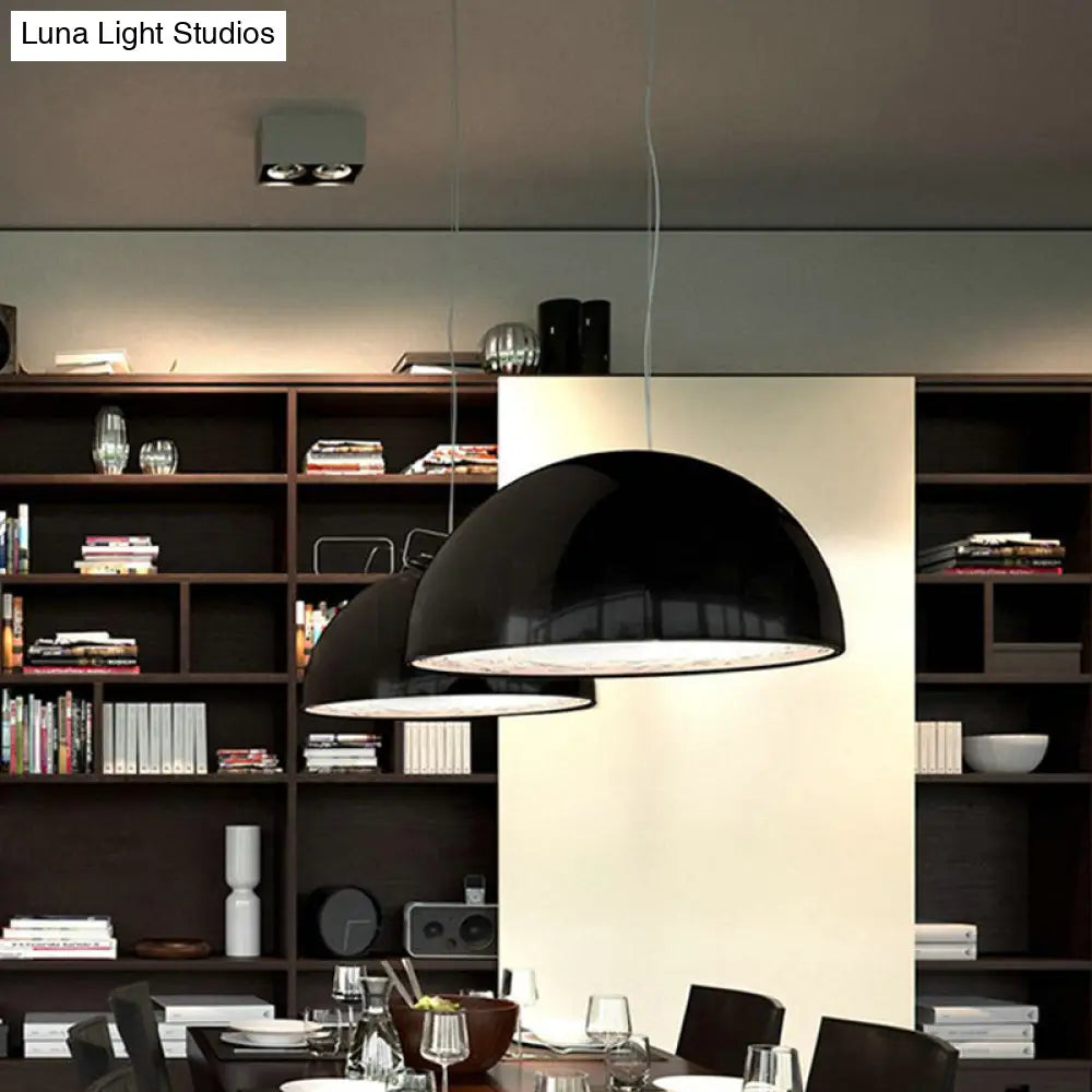 Hemispherical Resin Pendant Light 16’/23’ – Single Living Room Lamp In Black/White With