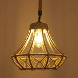 Hemp Rope Industrial Ceiling Pendant Light - Flaxen Single Hanging Fixture For Restaurants / J