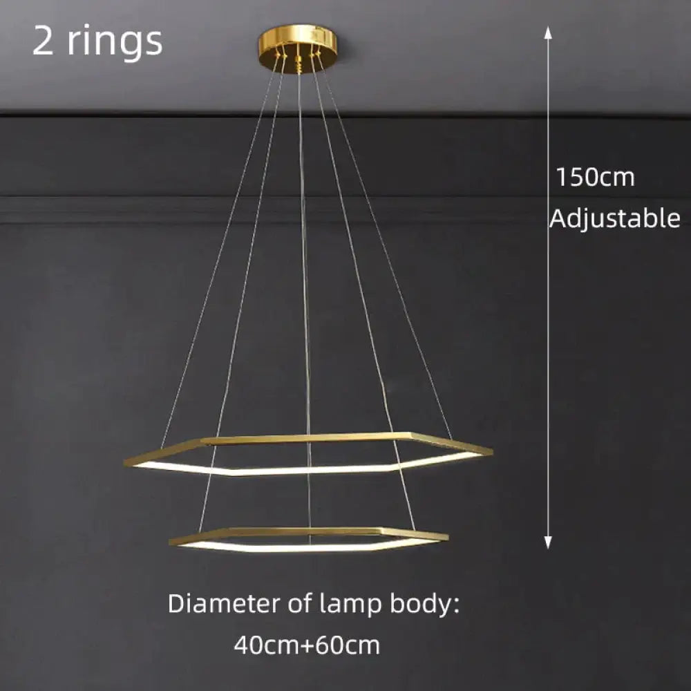 Hexa Minimalist hexagonal led chandelier D40CM D60CM / Warm light