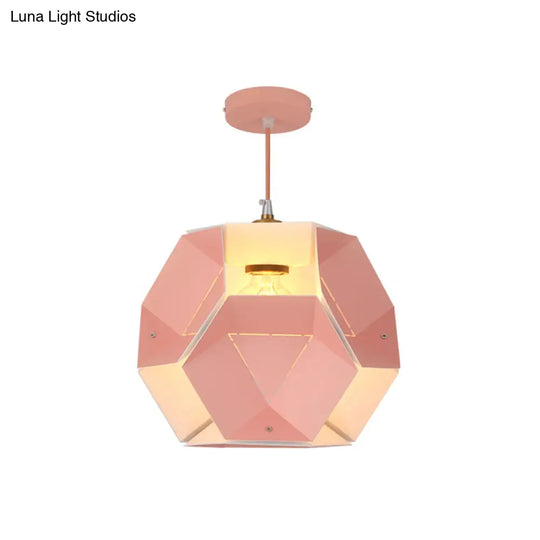 Hexagon Macaron Drop Pendant Light In Yellow/Pink For Restaurants