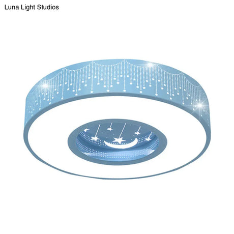 Hollow Led Flush Ceiling Light: Macaron Loft Metal Mount For Child Bedroom