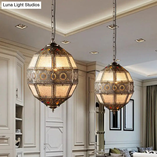 Hollow-Out Suspension Light In Bronze - Restaurant Pendant Fixture (3 Bulbs)
