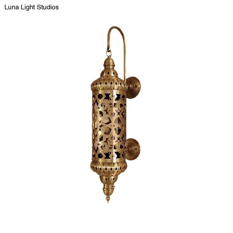 Hollow-Out Wall Sconce Lamp - Arab-Inspired Metallic Brass Design
