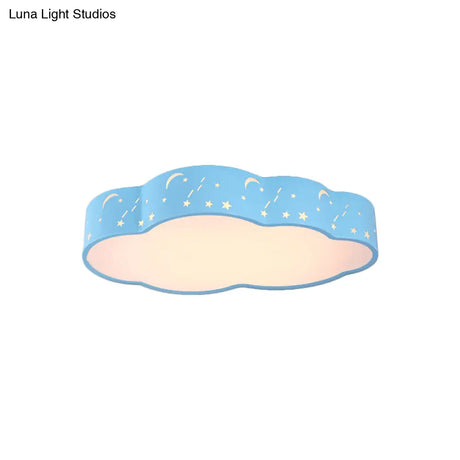 Hollowed-Out Cloud Led Flush Light: Macaron Acrylic Red/Yellow/Blue 20.5’/24.5’ Width