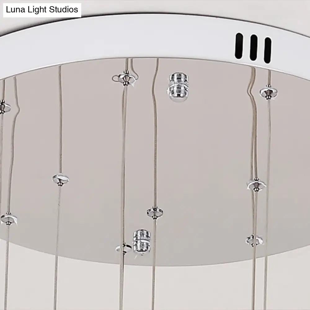 Hollowed Ball Silver Ceiling Lamp With 10 Metallic Bulbs - Artistic Staircase Suspension Light