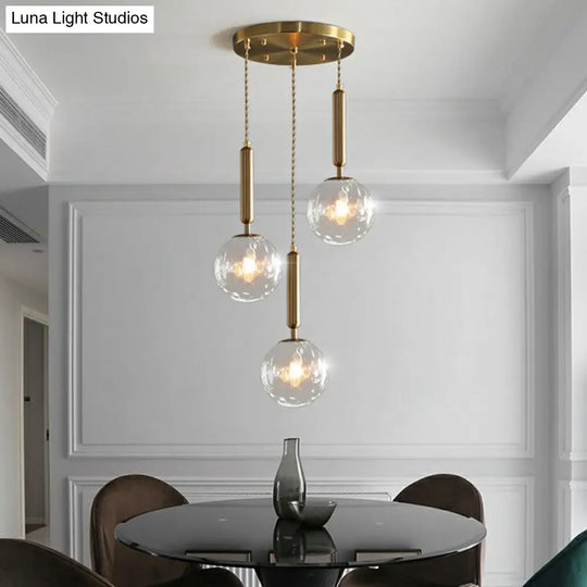 Honeycomb Glass Cluster Ball Pendant Light With 3-Head Gold Finish