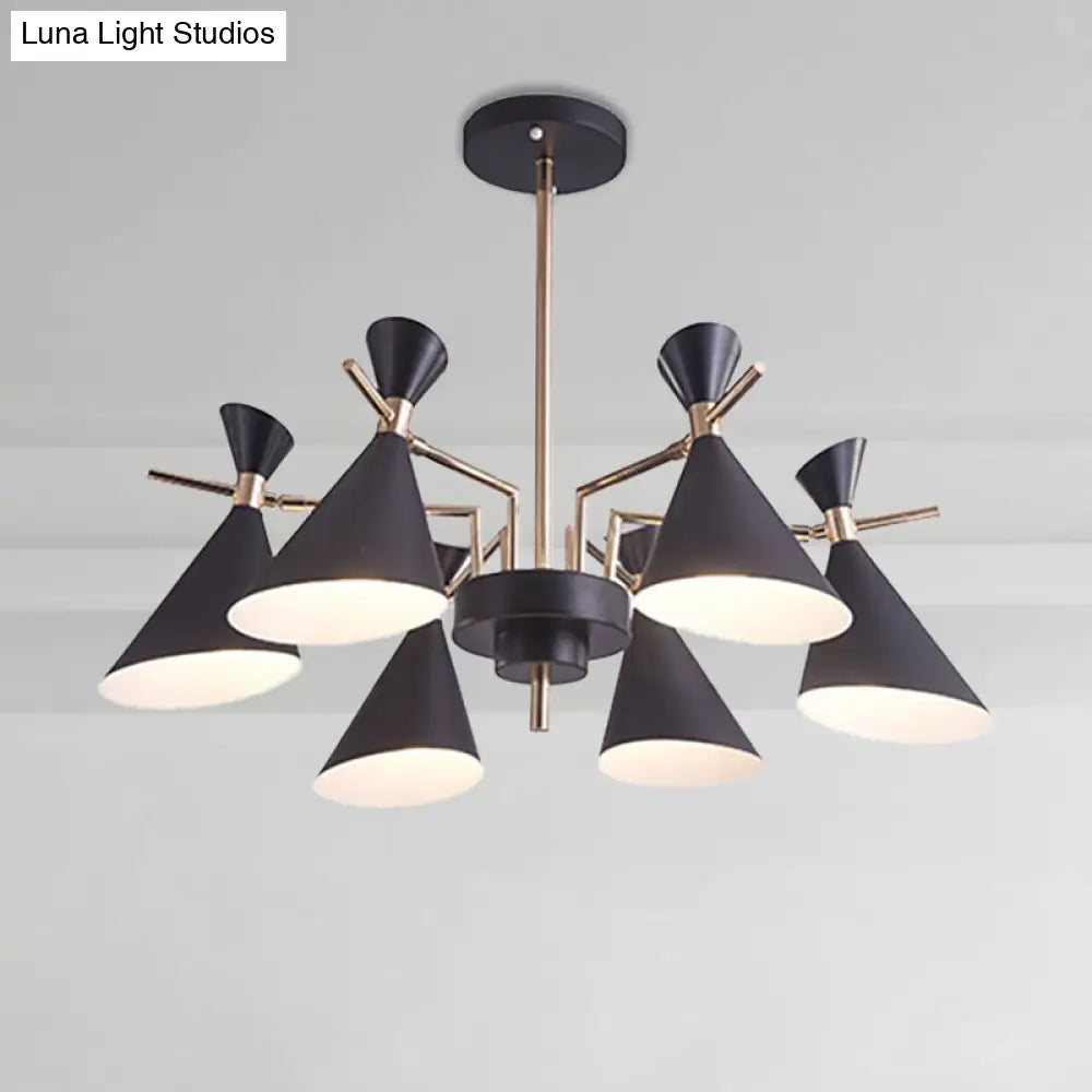 Horn Shape Metal Pendant Light Fixture - Modern 6-Head Hanging Lamp For Living Room