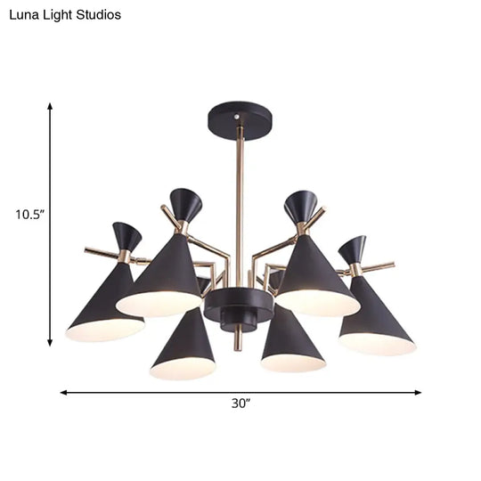 Horn Shape Metal Pendant Light Fixture - Modern 6-Head Hanging Lamp For Living Room