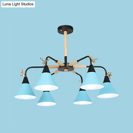 Horn-Shaped Macaroon Pendant Light - Metal Hanging Lamp For Bedroom