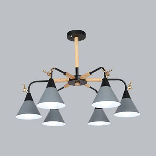 Horn-Shaped Macaroon Pendant Light - Metal Hanging Lamp For Bedroom Grey