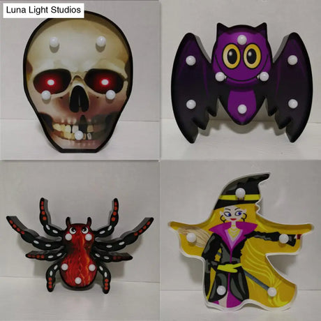 Horror-Themed Led Night Light: Battery Operated Compact Black Nightstand Lighting