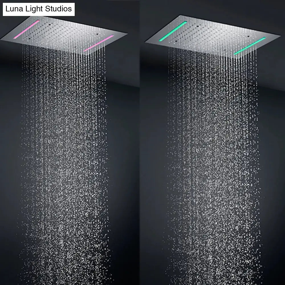 Hot selling Ceiling Rain LED Shower Faucets Set Thermostatic 3 ways Mixing Valve Faucets Body jets Massage 2 inch WHOLE