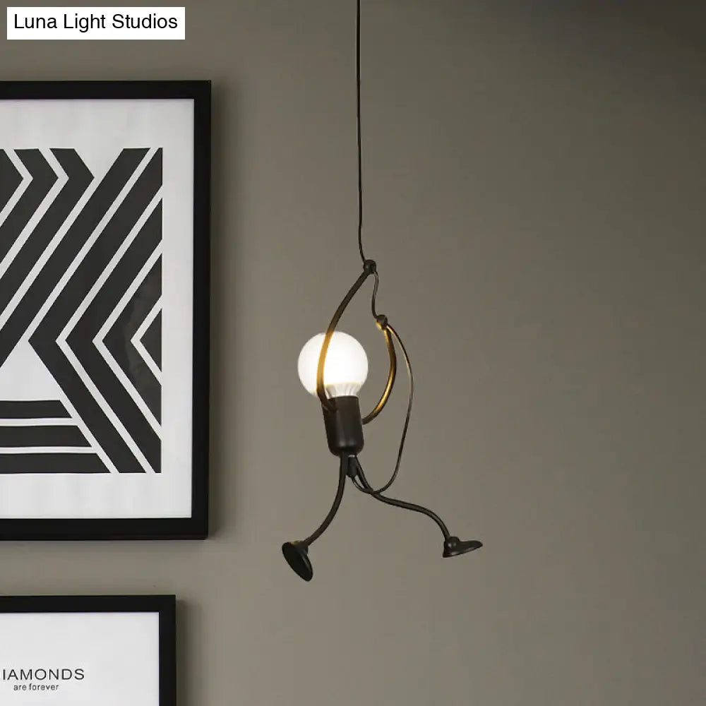 Industrial Iron Restaurant Pendant Light With Black Human Shape Design