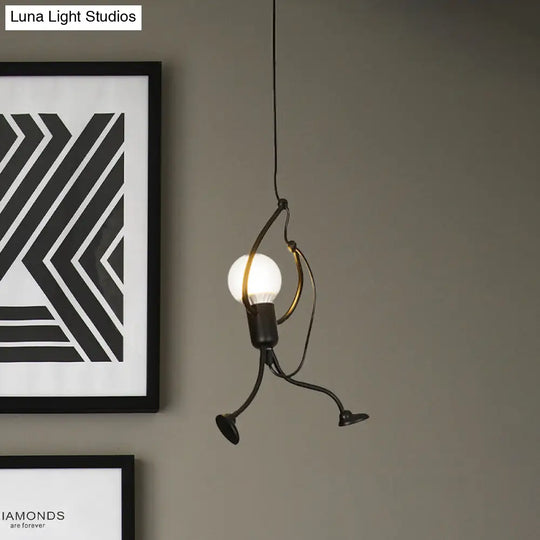 Industrial Iron Restaurant Pendant Light With Black Human Shape Design