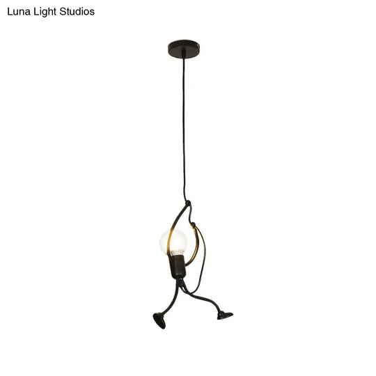 Industrial Iron Restaurant Pendant Light With Black Human Shape Design