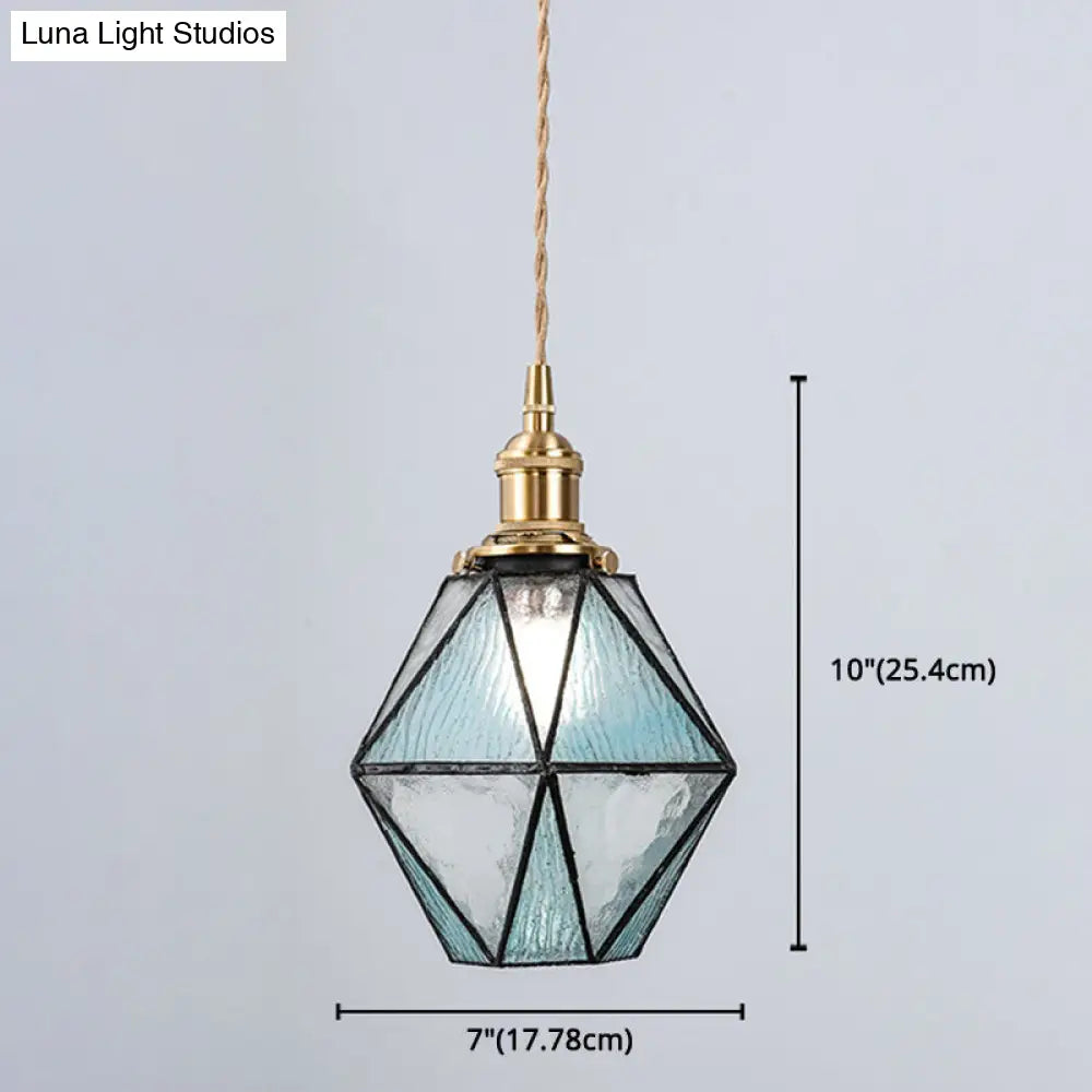 Icy Clear Glass Hanging Lamp - Tiffany-Style Geometric Pendant Light Fixture