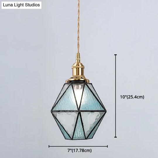 Icy Clear Glass Hanging Lamp - Tiffany-Style Geometric Pendant Light Fixture