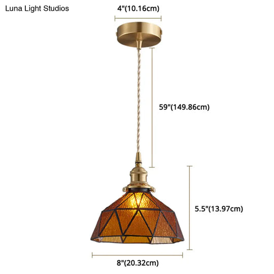 Geometric Icy Glass Pendant Lamp In Tiffany-Style