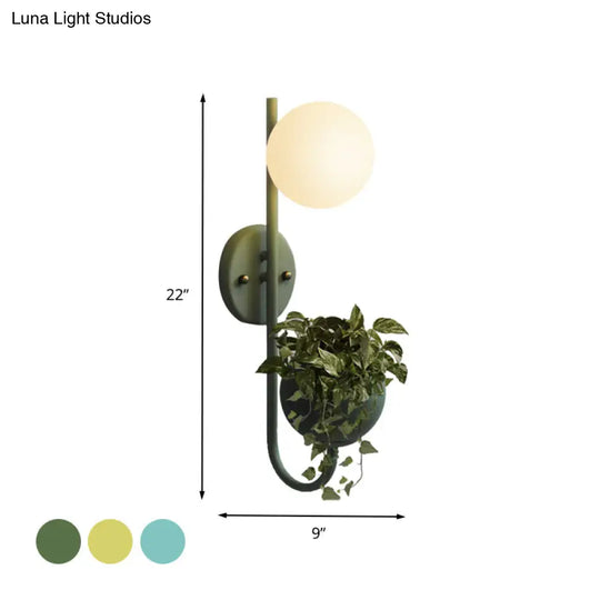 Industrial 1-Light Led Metal Sconce In Yellow/Blue/Green For Plant Wall Mount Lighting Restaurants