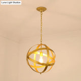 Industrial 1 Light Spherical Metal Pendant Lamp In Gold/Aged Silver - Ideal For Dining Tables &