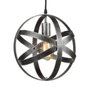 Industrial 1 Light Spherical Metal Pendant Lamp In Gold/Aged Silver - Ideal For Dining Tables &