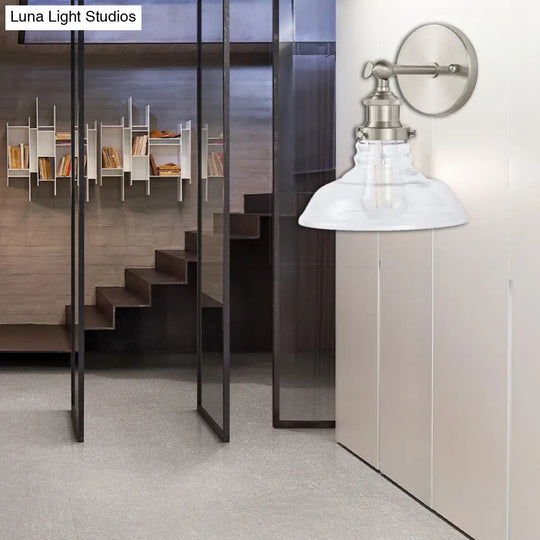 Industrial 1-Light Wall Sconce Clear Glass & Chrome/Nickel Finish - Ideal For Kitchen Nickel