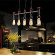 Industrial 5-Head Iron Bare Bulb Island Lighting: Adjustable Ceiling Light Fixture For Dining Room